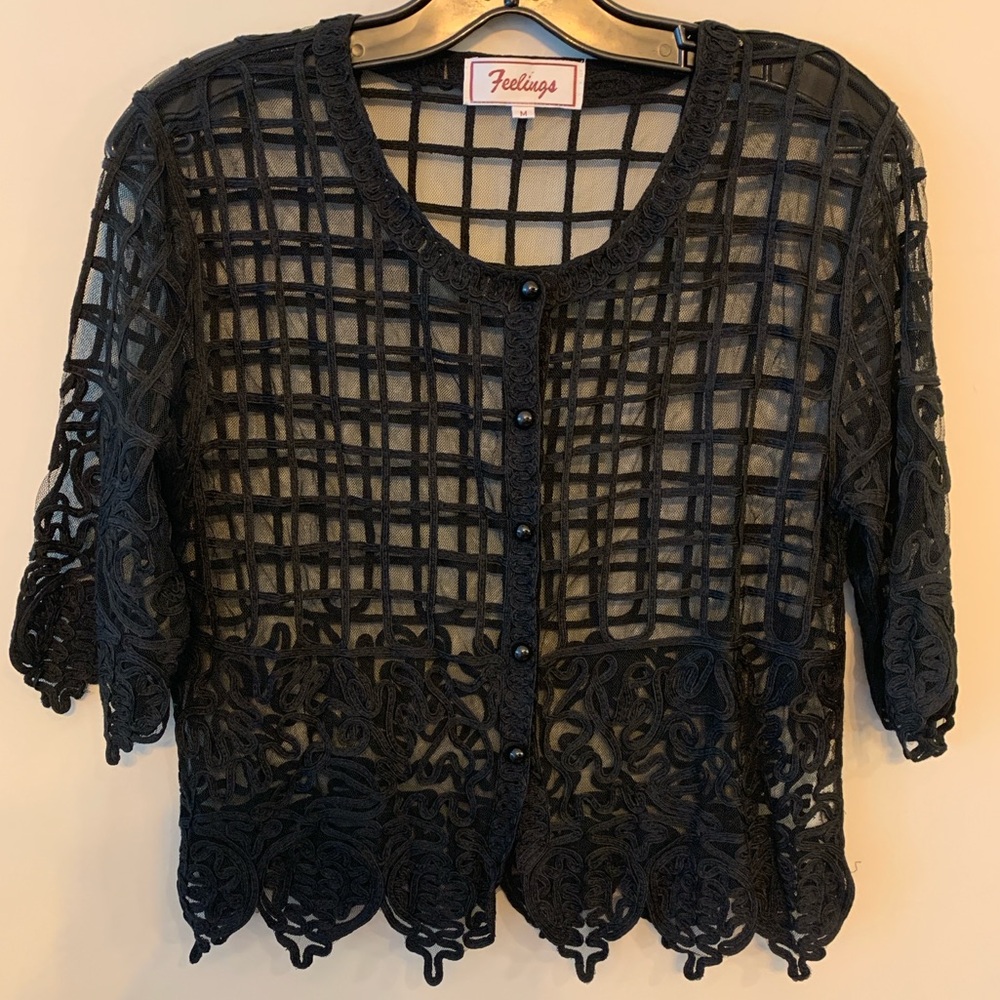 FEELINGS Black Lace Viscose Top